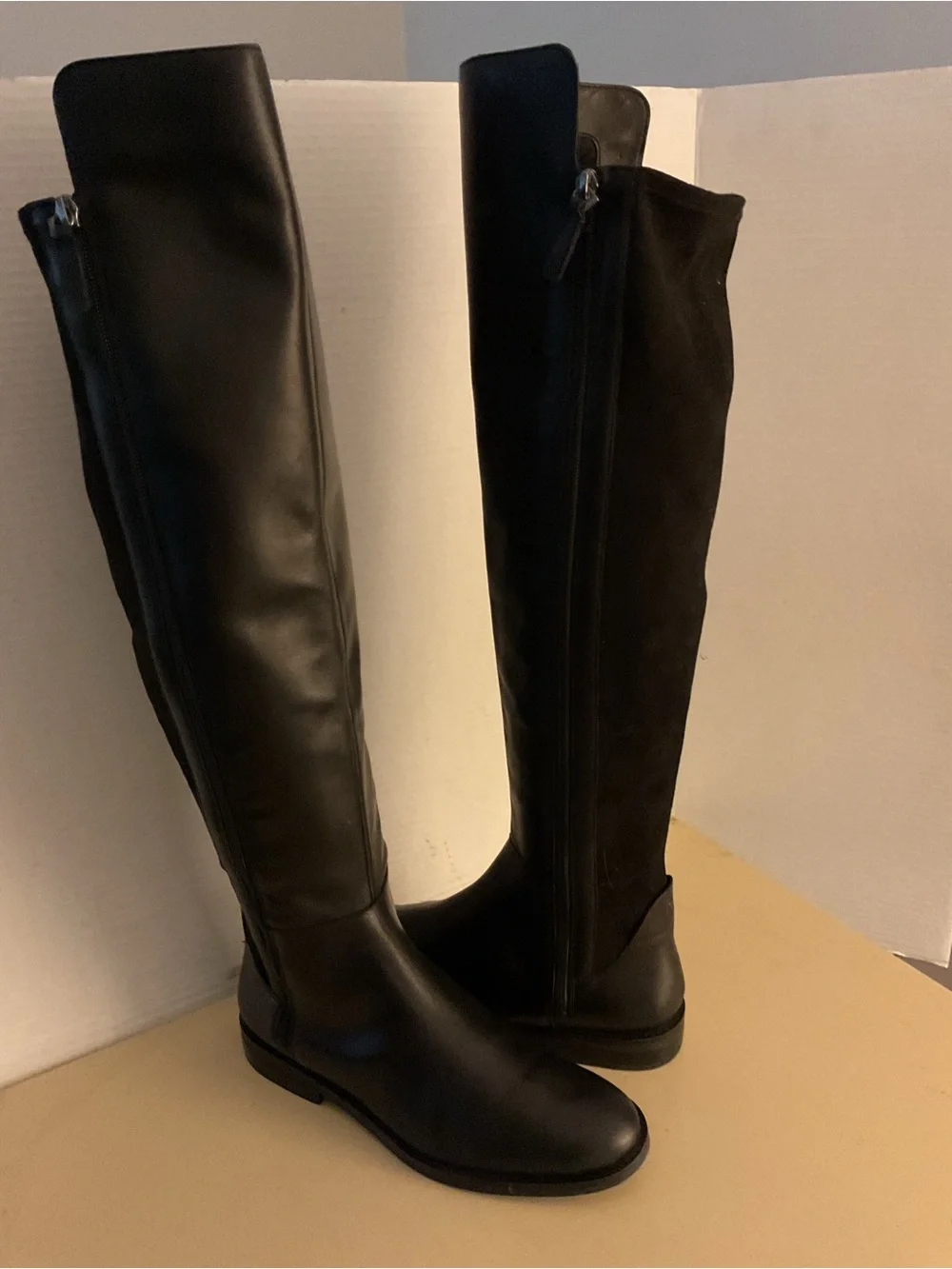 Cole Haan women black leather suede tall Over-the-Knee boots US 8.5